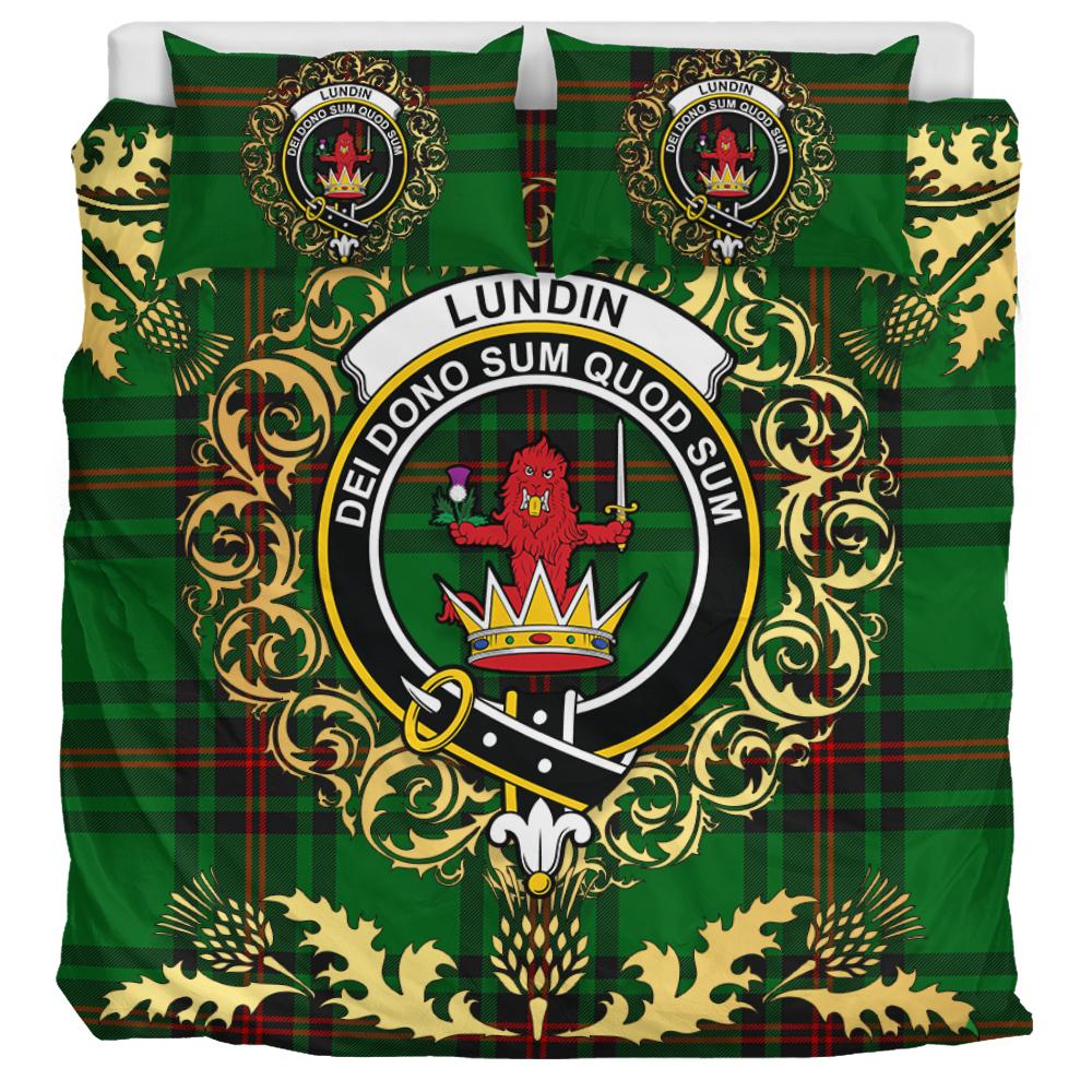 Lundin Tartan Crest Bedding Set - Golden Thistle Style