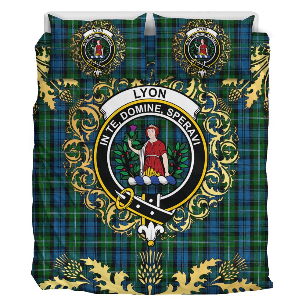 Lyon Tartan Crest Bedding Set - Golden Thistle Style