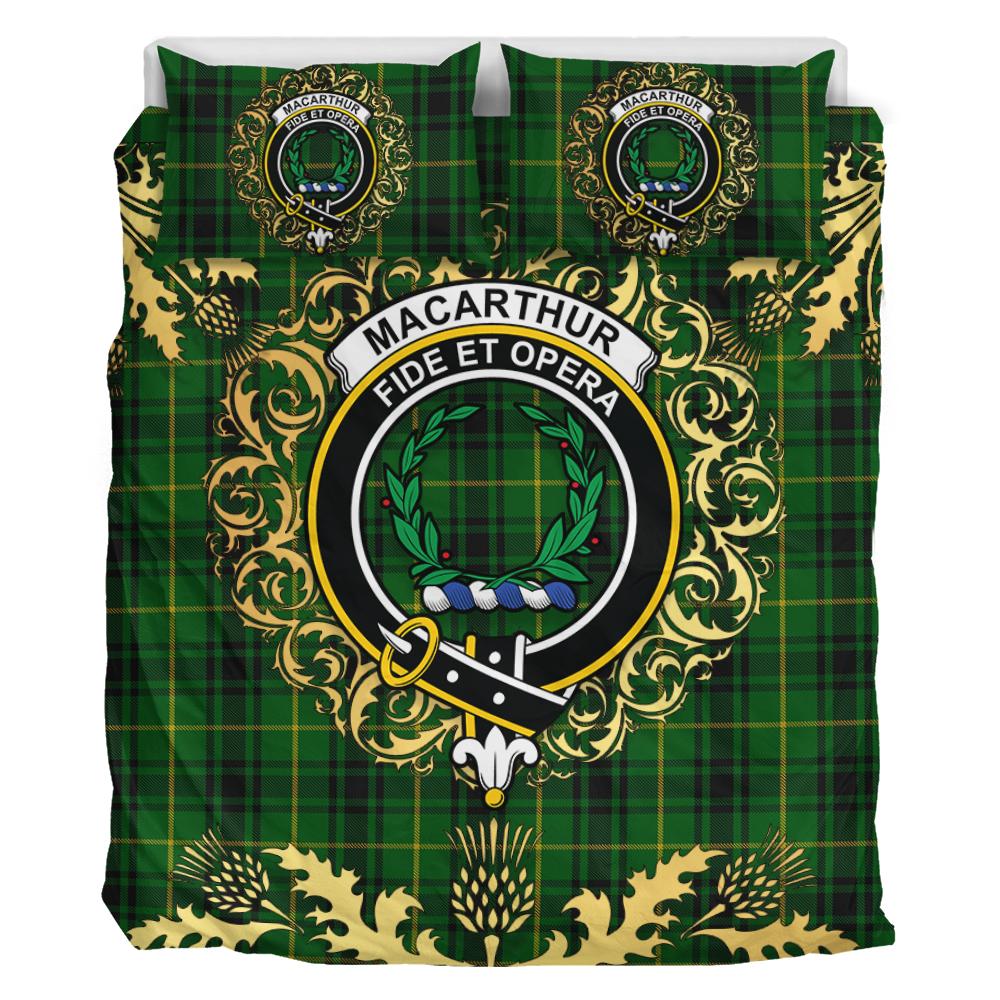 MacArthur Tartan Crest Bedding Set - Golden Thistle Style