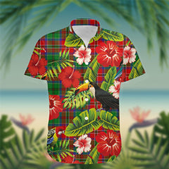 MacCulloch (McCulloch) Tartan Hawaiian Shirt Hibiscus, Coconut, Parrot, Pineapple - Tropical Garden Shirt