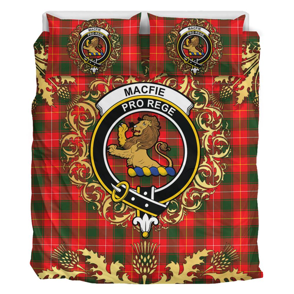 MacFie Tartan Crest Bedding Set - Golden Thistle Style