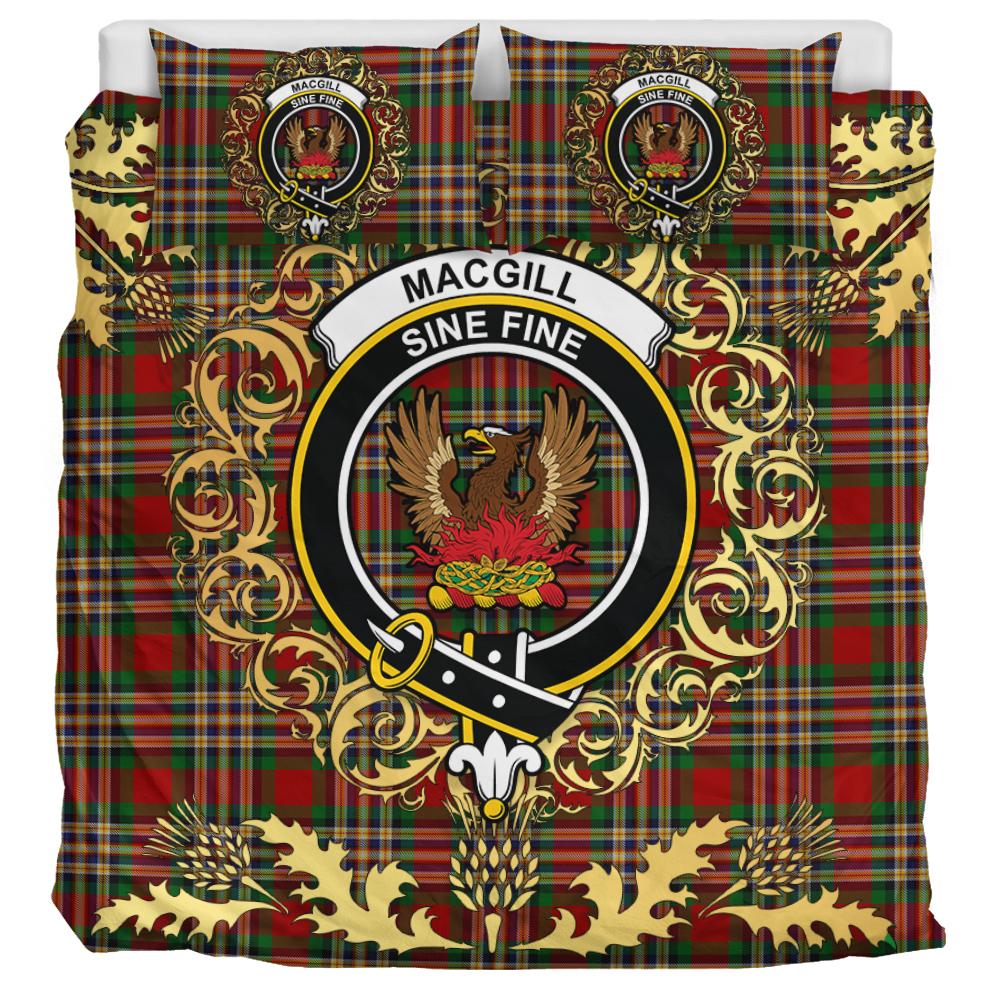 MacGill Tartan Crest Bedding Set - Golden Thistle Style