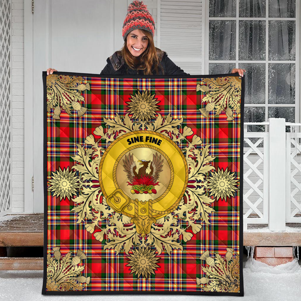 MacGill Modern Tartan Crest Premium Quilt - Gold Thistle Style