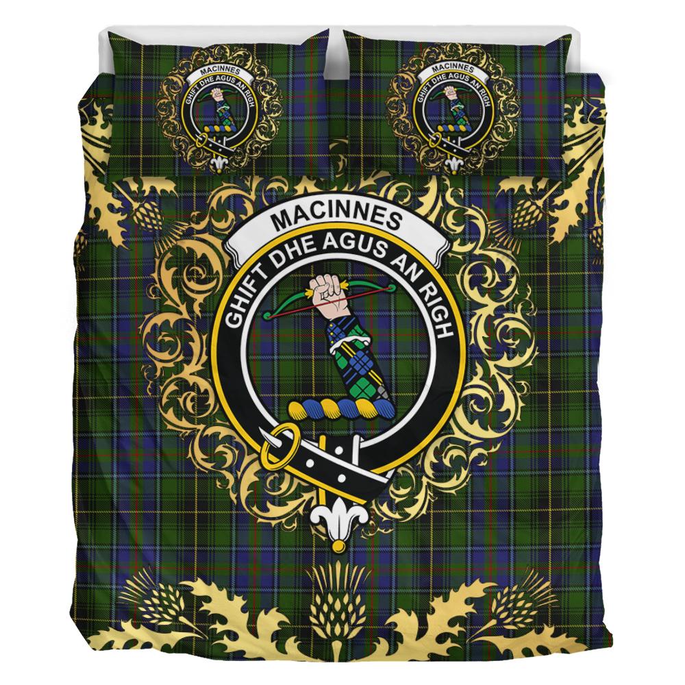 MacInnes Tartan Crest Bedding Set - Golden Thistle Style