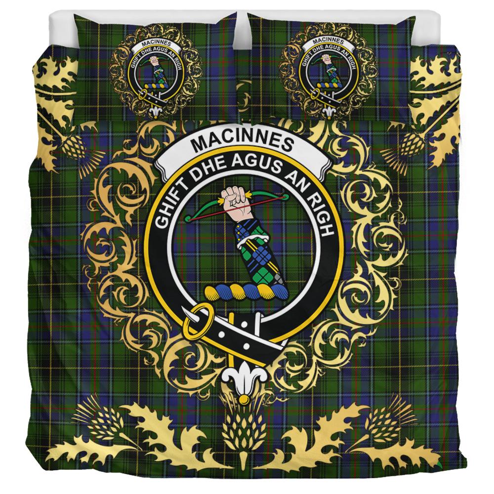 MacInnes Tartan Crest Bedding Set - Golden Thistle Style