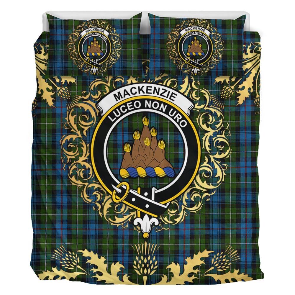 MacKenzie Tartan Crest Bedding Set - Golden Thistle Style