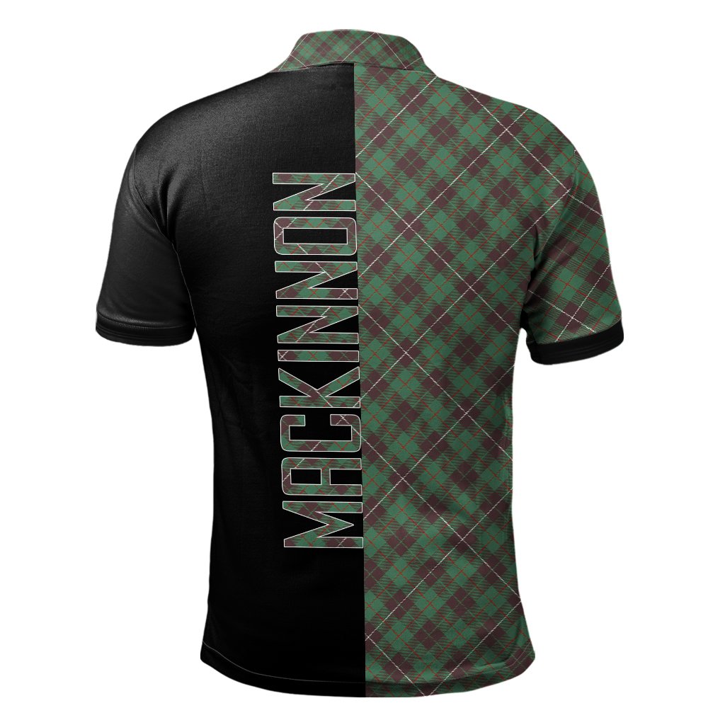 MacKinnon Hunting Ancient Tartan Polo Shirt Half of Me - Cross Style