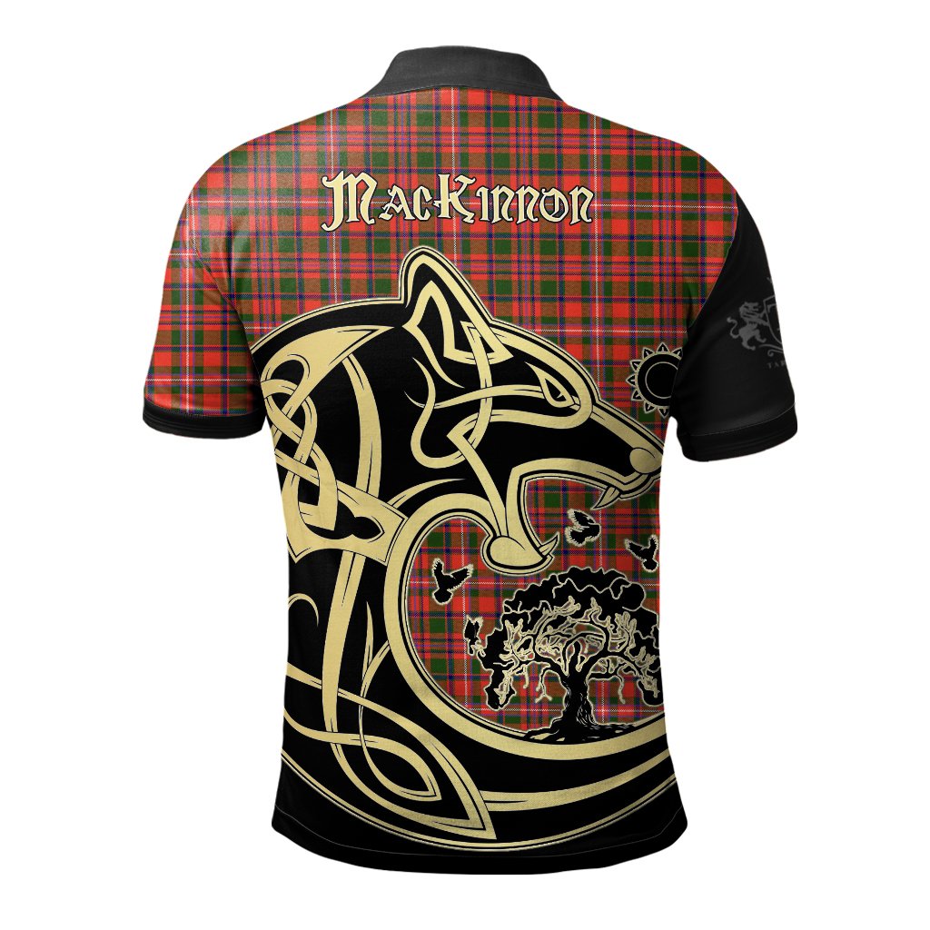MacKinnon Modern Tartan Polo Shirt Viking Wolf