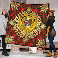 MacKinnon Modern Tartan Crest Premium Quilt - Gold Thistle Style