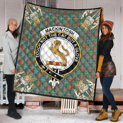 MacKintosh Hunting Ancient Tartan Crest Premium Quilt - Gold Thistle Style