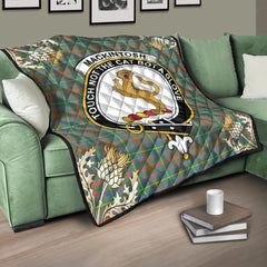 MacKintosh Hunting Ancient Tartan Crest Premium Quilt - Gold Thistle Style