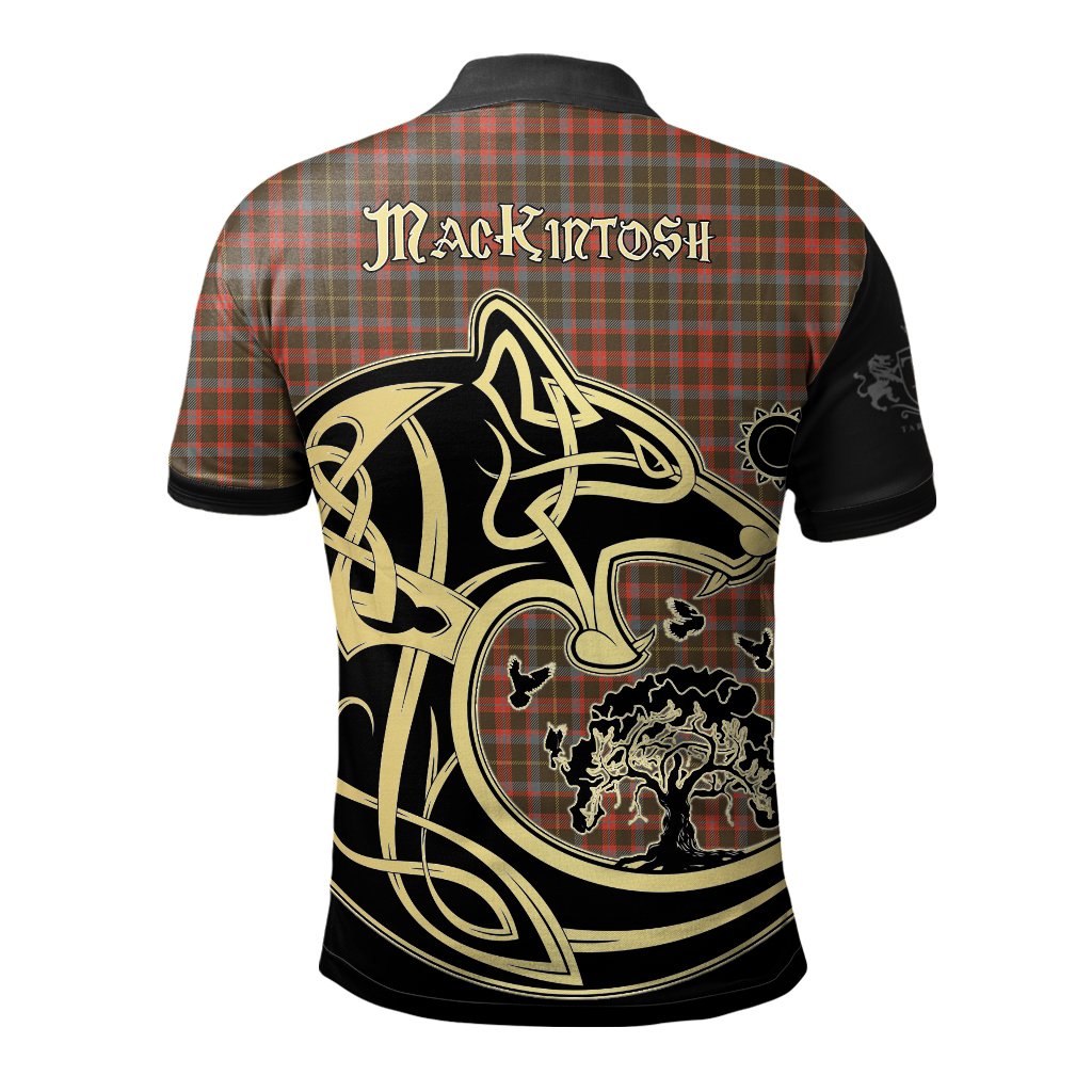 MacKintosh Hunting Weathered Tartan Polo Shirt Viking Wolf