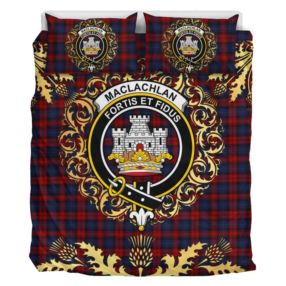 MacLachlan Tartan Crest Bedding Set - Golden Thistle Style