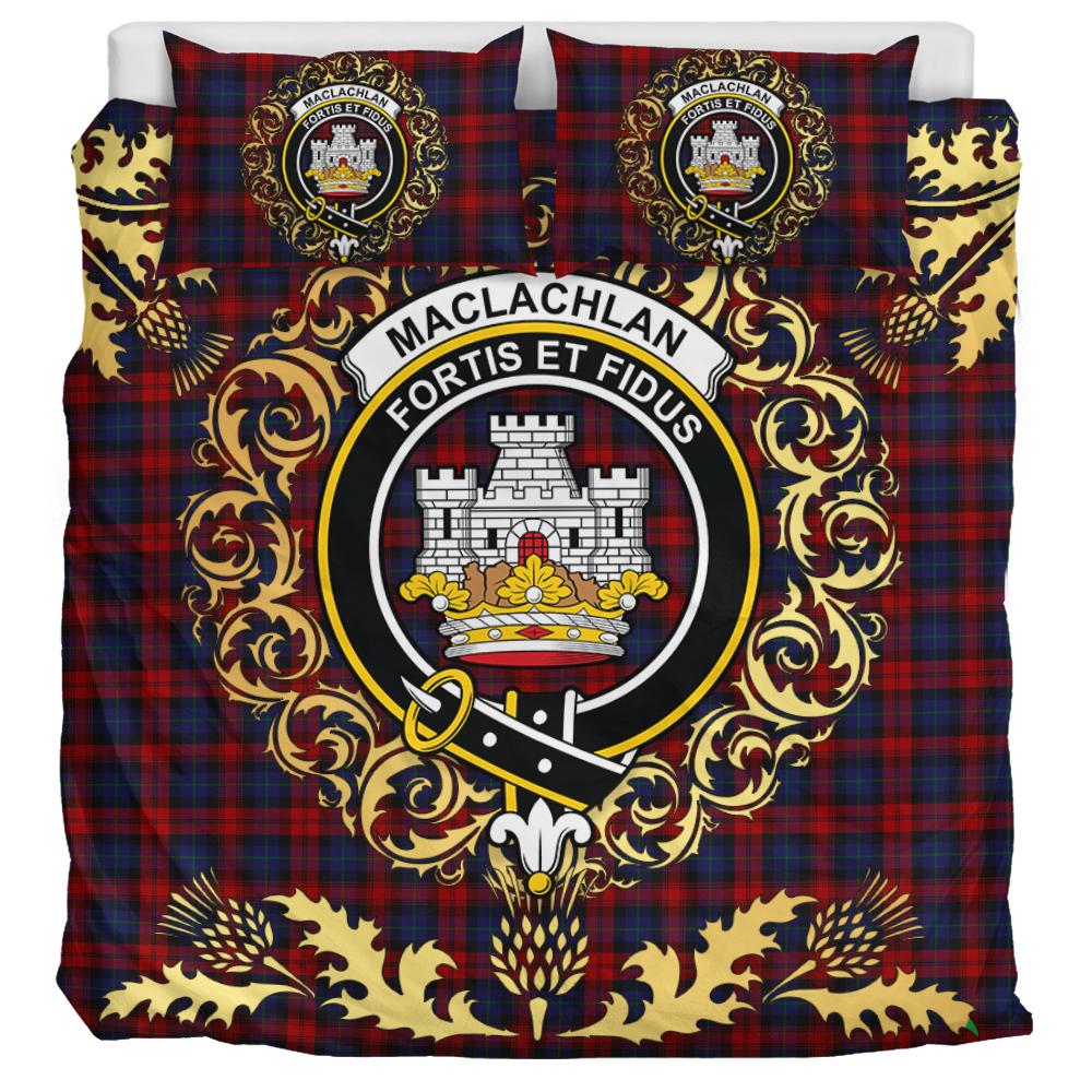 MacLachlan Tartan Crest Bedding Set - Golden Thistle Style