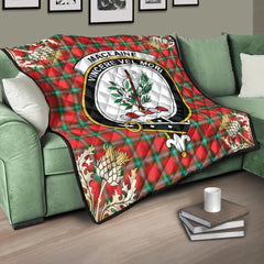 MacLaine of Loch Buie Tartan Crest Premium Quilt - Gold Thistle Style