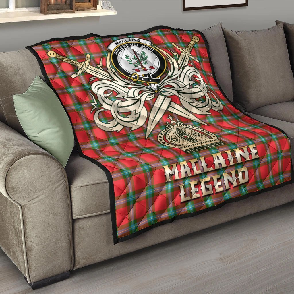 MacLaine of Loch Buie Tartan Crest Legend Gold Royal Premium Quilt