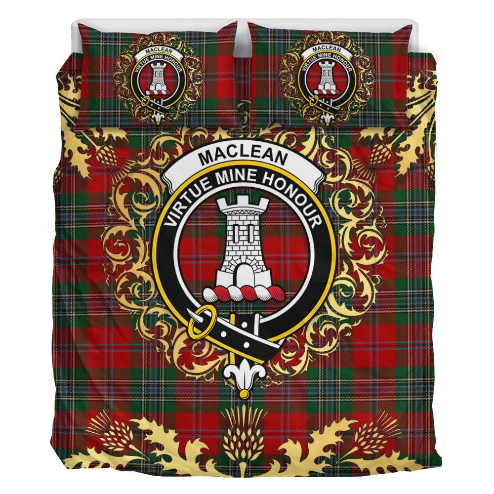 MacLean Tartan Crest Bedding Set - Golden Thistle Style