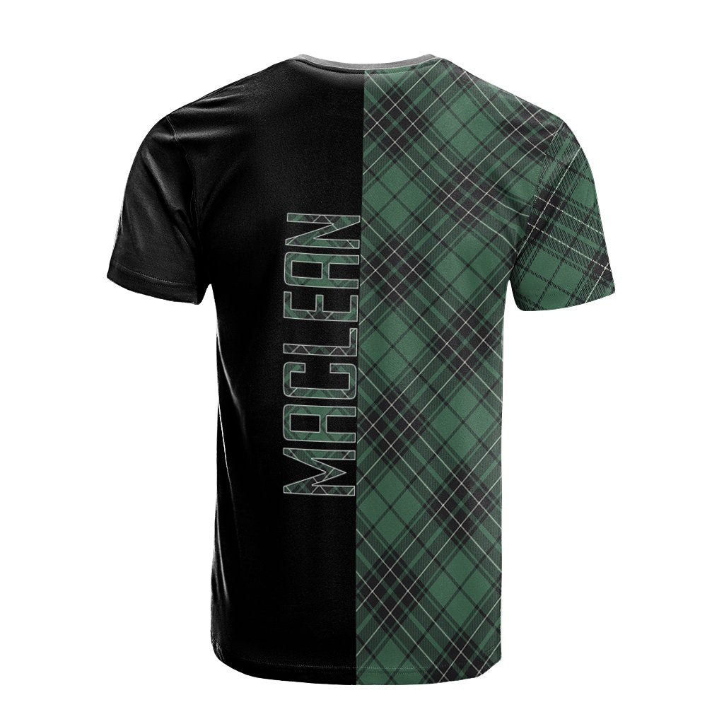 MacLean Hunting Ancient Tartan T-Shirt Half of Me - Cross Style