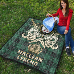 MacLean Hunting Ancient Tartan Crest Legend Gold Royal Premium Quilt