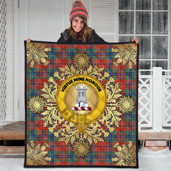 MacLean of Duart Ancient Tartan Crest Premium Quilt - Gold Thistle Style