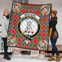 MacLean of Duart Modern Tartan Crest Premium Quilt - Gold Thistle Style