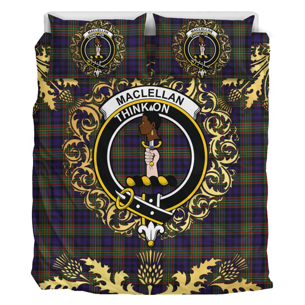 MacLellan Tartan Crest Bedding Set - Golden Thistle Style