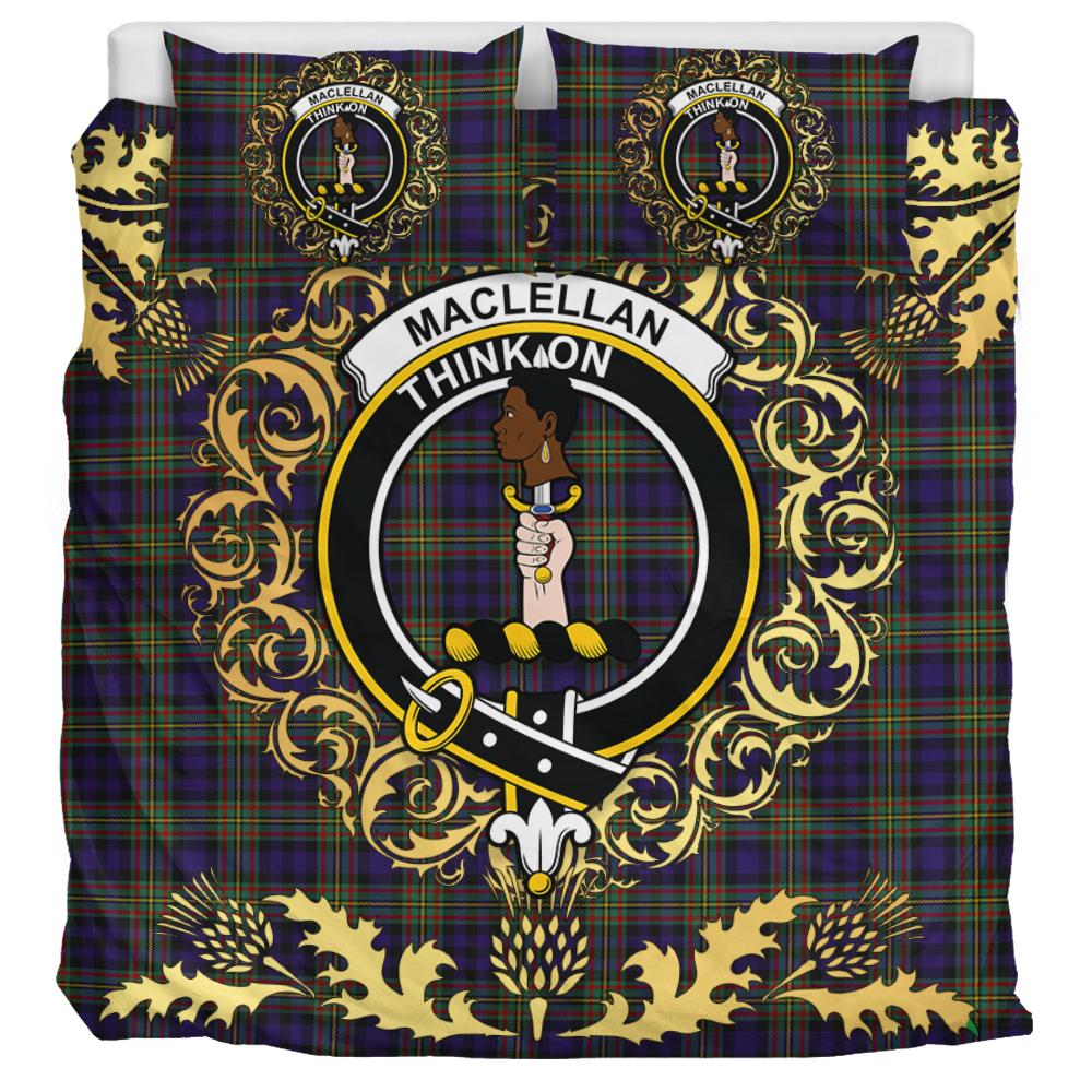 MacLellan Tartan Crest Bedding Set - Golden Thistle Style