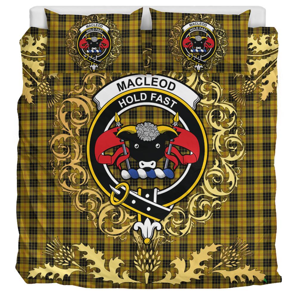 MacLeod Tartan Crest Bedding Set - Golden Thistle Style