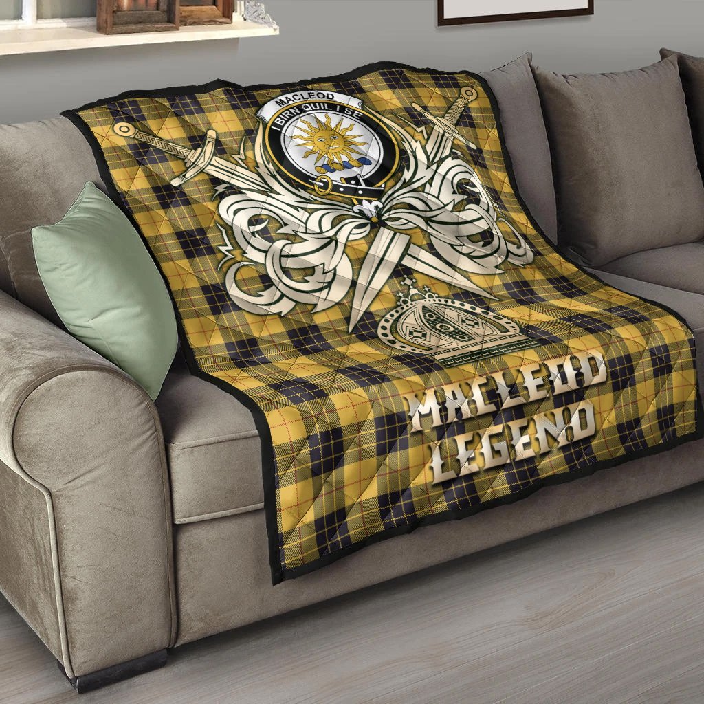 MacLeod of Lewis Ancient Tartan Crest Legend Gold Royal Premium Quilt