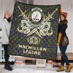MacMillan Hunting Modern Tartan Crest Legend Gold Royal Premium Quilt
