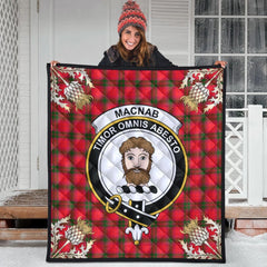 MacNab Modern Tartan Crest Premium Quilt - Gold Thistle Style
