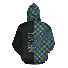 MacNeil of Barra Ancient Tartan Hoodie Half of Me - Cross Style