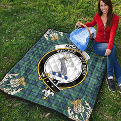 MacNeil of Colonsay Ancient Tartan Crest Premium Quilt - Gold Thistle Style