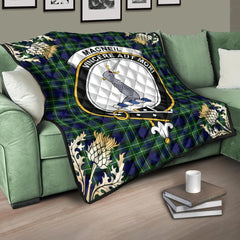 MacNeil of Colonsay Modern Tartan Crest Premium Quilt - Gold Thistle Style