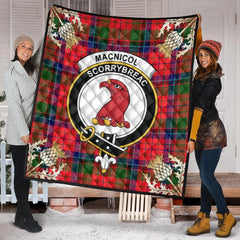 MacNicol of Scorrybreac Tartan Crest Premium Quilt - Gold Thistle Style