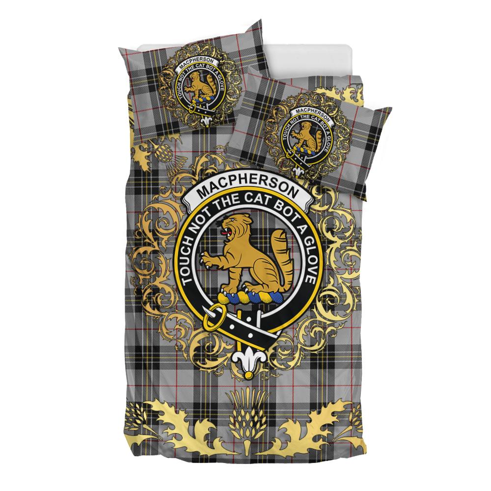 MacPherson 10 Tartan Crest Bedding Set - Golden Thistle Style