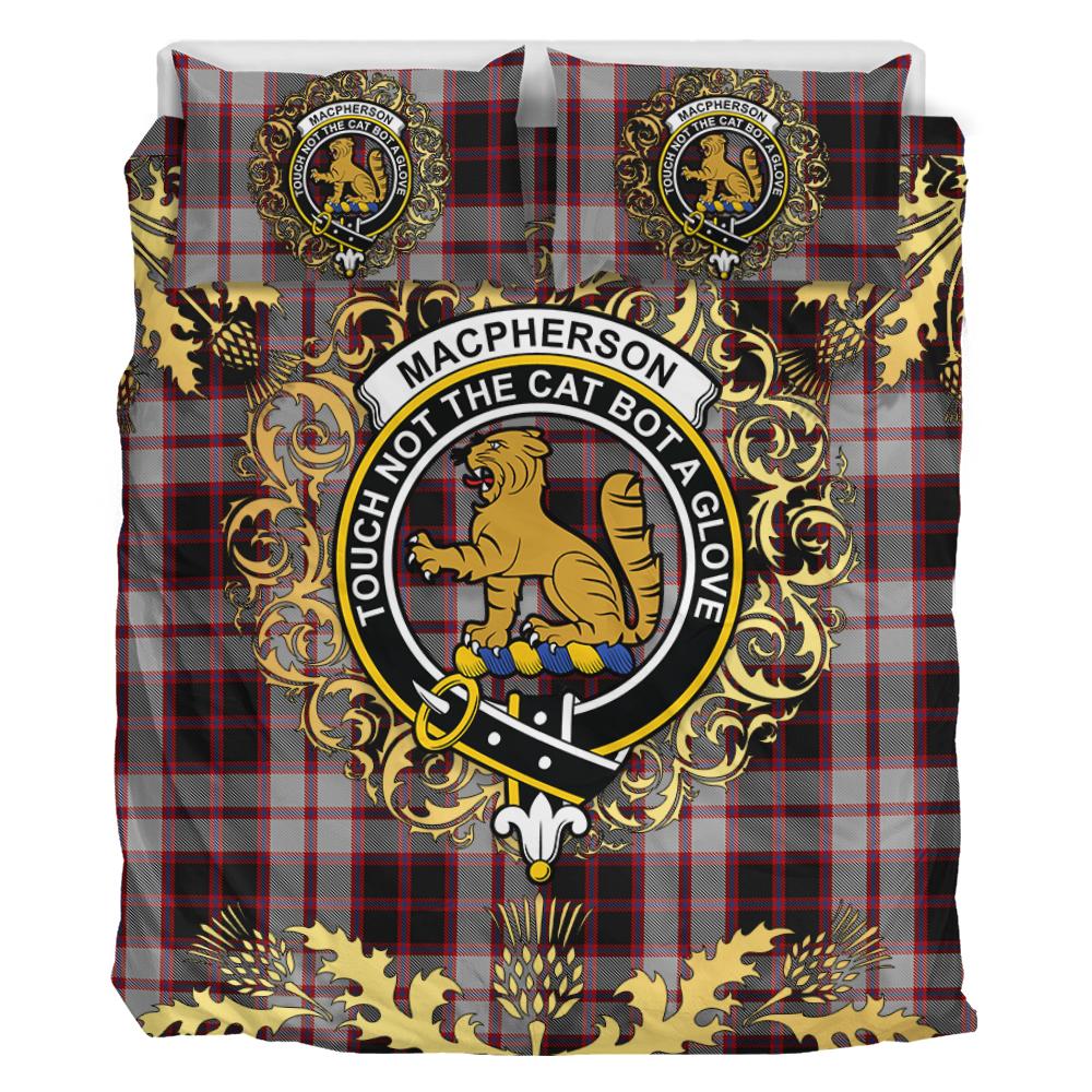 MacPherson Tartan Crest Bedding Set - Golden Thistle Style