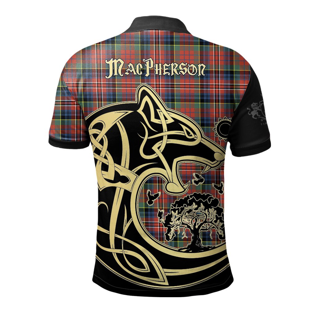 MacPherson Ancient Tartan Polo Shirt Viking Wolf