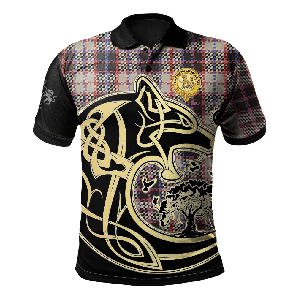 MacPherson Hunting Ancient Tartan Polo Shirt Viking Wolf