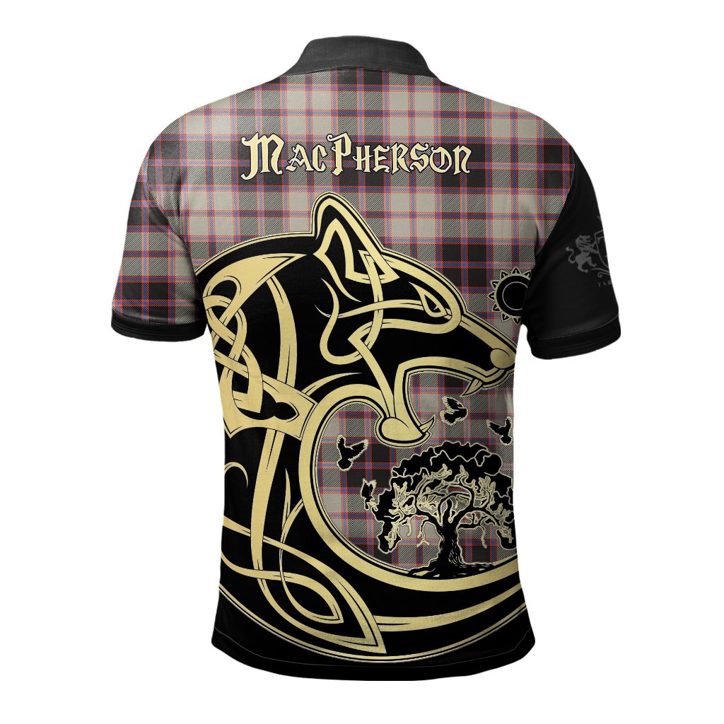 MacPherson Hunting Ancient Tartan Polo Shirt Viking Wolf