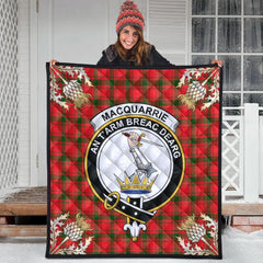 MacQuarrie Modern Tartan Crest Premium Quilt - Gold Thistle Style
