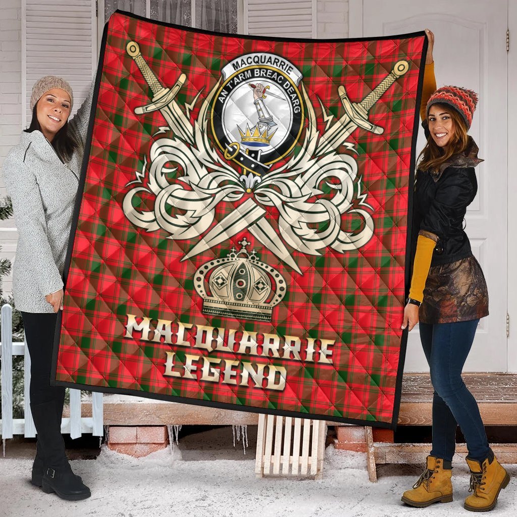 MacQuarrie Modern Tartan Crest Legend Gold Royal Premium Quilt