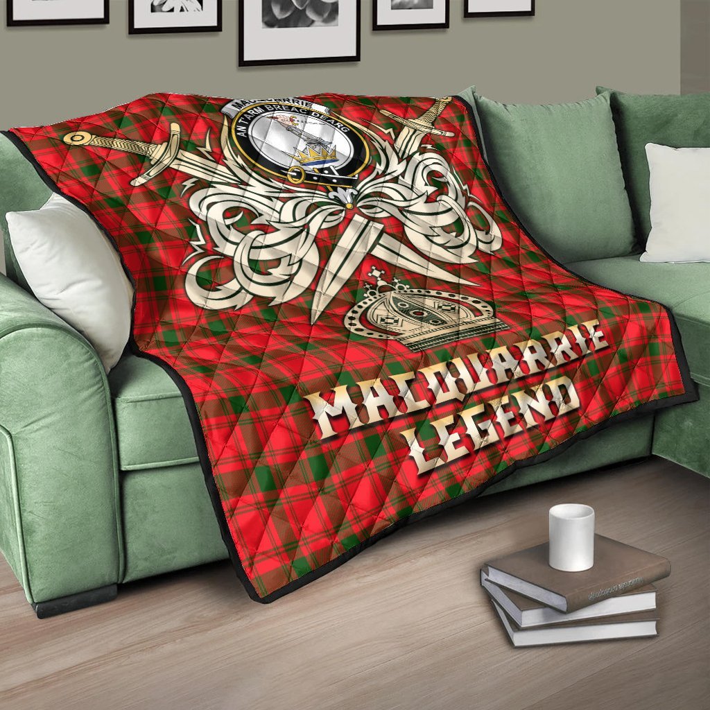 MacQuarrie Modern Tartan Crest Legend Gold Royal Premium Quilt