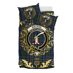 MacRae 2 Tartan Crest Bedding Set - Golden Thistle Style