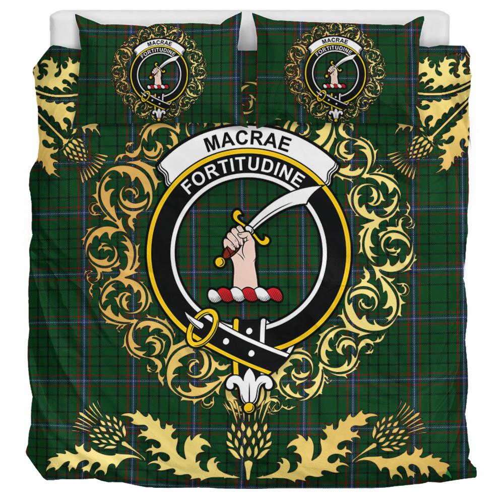 MacRae Tartan Crest Bedding Set - Golden Thistle Style