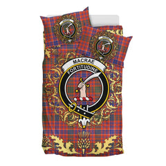 MacRae Ancient Tartan Crest Bedding Set - Golden Thistle Style