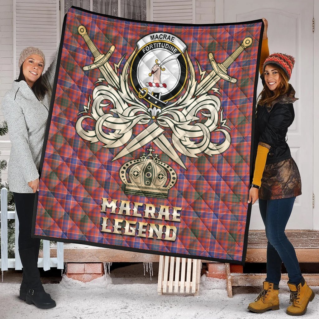 MacRae Ancient Tartan Crest Legend Gold Royal Premium Quilt