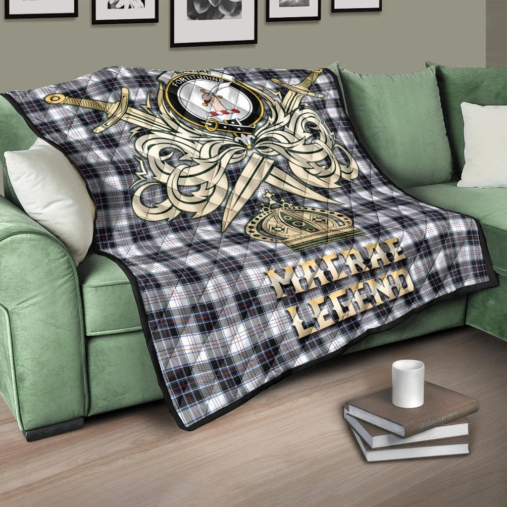 MacRae Dress Modern Tartan Crest Legend Gold Royal Premium Quilt