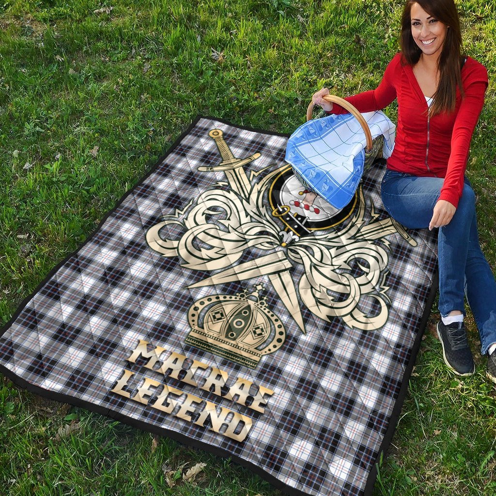MacRae Dress Modern Tartan Crest Legend Gold Royal Premium Quilt