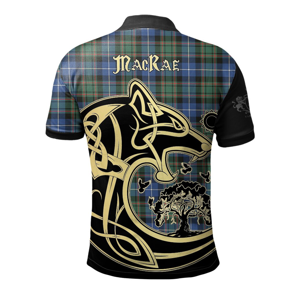 MacRae Hunting Ancient Tartan Polo Shirt Viking Wolf